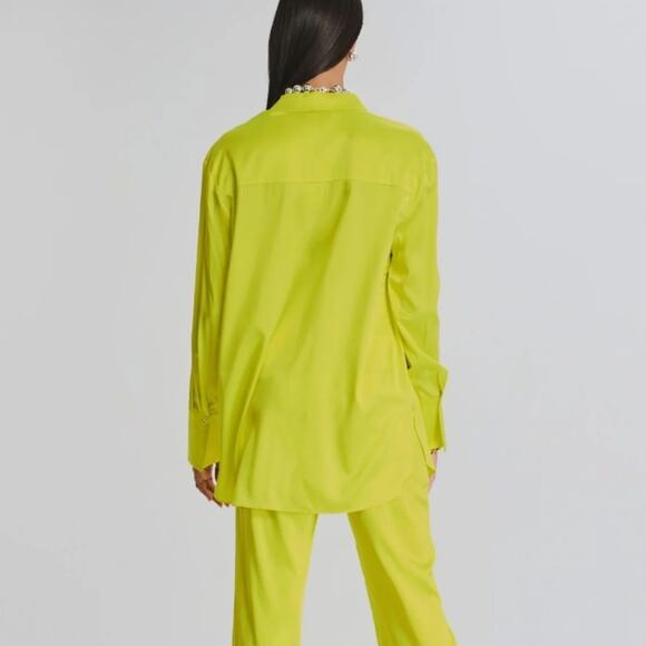 Ser.O.Ya Retrofête Silk Button Down Shirt Neon Lime XS - Picture 6 of 12